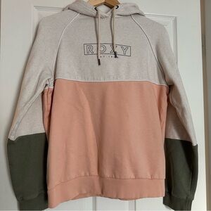 Roxy Tri-Tone Hoodie in Cream, Pink, and Green Colorblock